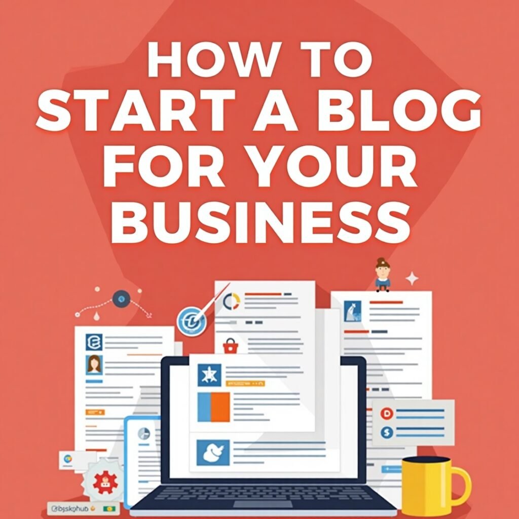 Business professional working on laptop, symbolizing starting a blog for business growth