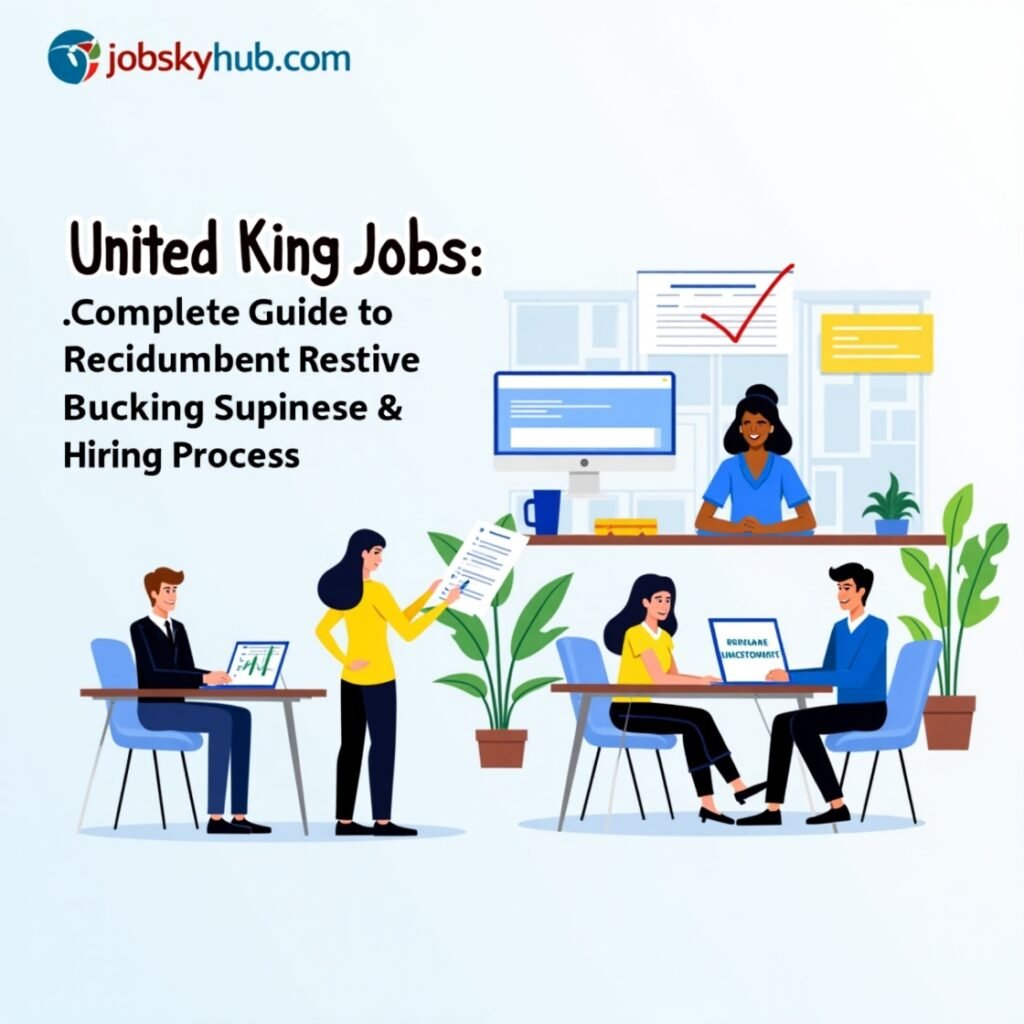 United King Jobs – Job candidate being interviewed by HR manager in a professional setting, showcasing the hiring process with Jobskyhub.com.