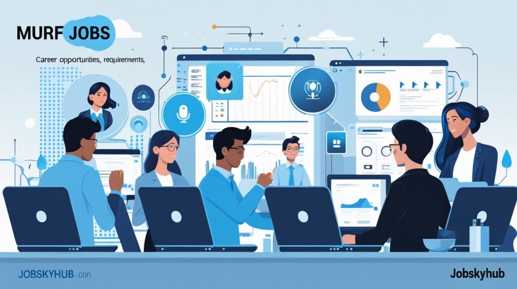 Digital marketers, developers, and designers collaborating on Murf Jobs remotely