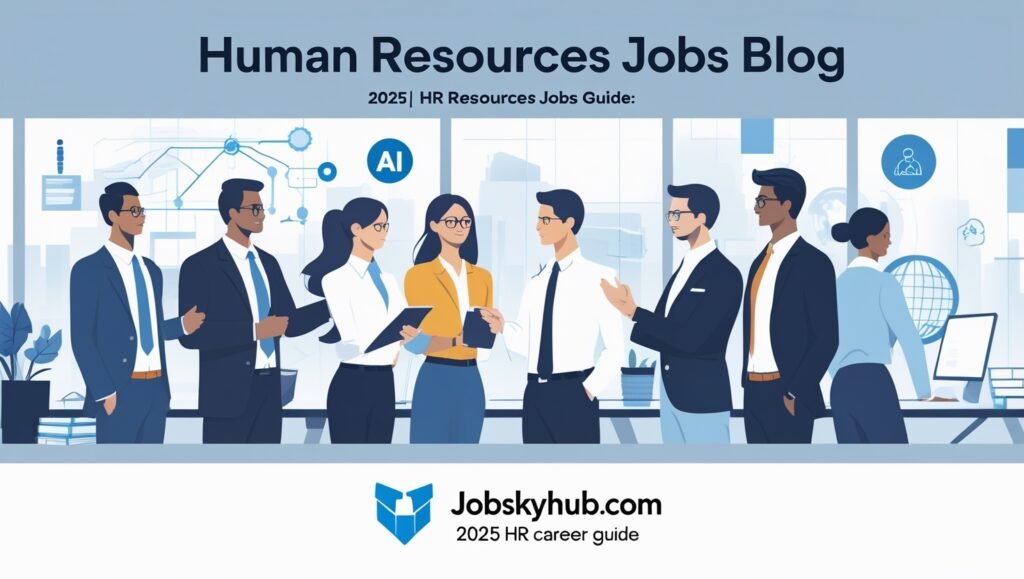 Human Resources professionals discussing recruitment and employee management in a modern office setting