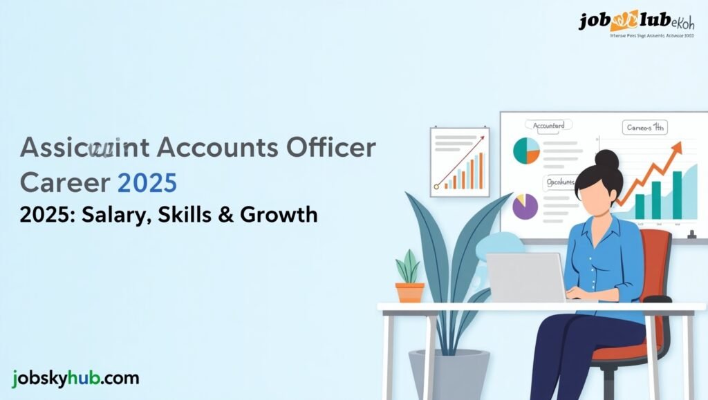 Career path infographic showing progression from Assistant Accounts Officer to CFO"